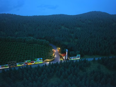 Aerial Planning With Lush Forest Winding Road And Scenic Landscape Design 3d model
