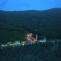 Aerial Planning With Lush Forest Winding Road And Scenic Landscape Design