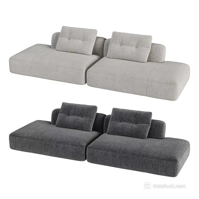 Modern Light Gray and Dark Gray Sectional Sofa with Comfortable Cushions and Modular Design 3d model