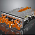 Industrial Manufacturing Equipment With Orange Mechanical Components And Large Structure