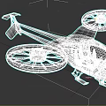 Futuristic Flying Vehicle With Two Large Rotors Aerodynamic Body And Gray Black Design