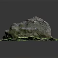 Natural Wooden Stone Decorative Rock With Textured Surface And Green Moss Accent