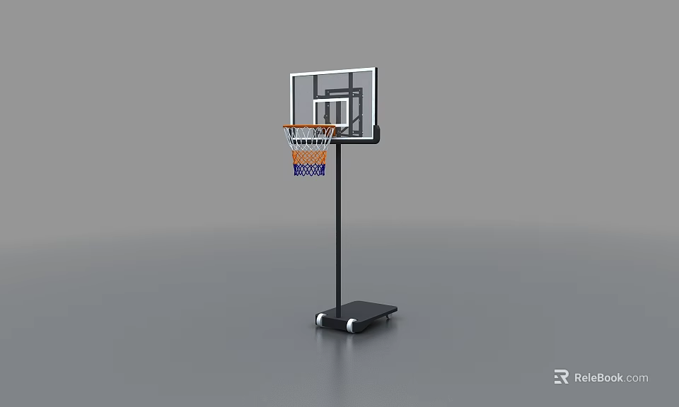 Interactive Zone Basketball Hoop With Portable Stand And Adjustable Height Design 3d model