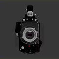 Professional Black Digital Video Camera With Large Lens Ergonomic Handle And Control Buttons