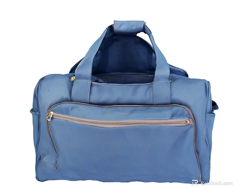 Blue Travel Duffel Bag With Top Handles And Front Zipper Pocket 3d model 