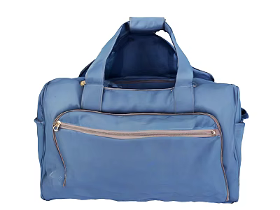 Blue Travel Duffel Bag With Top Handles And Front Zipper Pocket 3d model