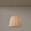 Modern Minimalist Pendant Light With Pleated Beige Shade Hanging In Neutral Room