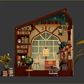 Cozy Indoor Study Room Interior With Bookshelves Sofa Globe And Decorative Plants