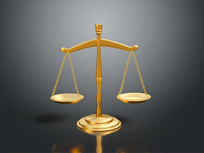 Golden Balanced Scale as Essential Household Item with Shiny Base and Reflections 3d model