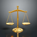 Golden Balanced Scale as Essential Household Item with Shiny Base and Reflections