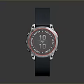 Stylish Smartwatch With Black Silicone Strap Red Silver Dial And Digital