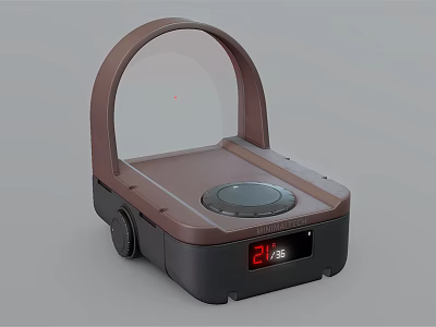 Modern Electronic Scale With Brown Black Design Arched Handle And Digital Display Showing 2.00 3d model