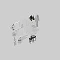 Modern Bathroom Set with Shower Enclosure Toilet Sink Vanity Bathtub Towels Stools and Bathrobe