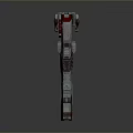 Futuristic Weapon With Metallic Red Silver Armor And Advanced Mechanical Structure