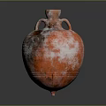Terracotta Vase With Two Handles Orange White Textured Surface Round Body Small Base