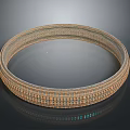 Brown Woven Circular Decor Piece With Textured Pattern On Dark Reflective Background 3d model