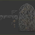 Decorative Iron Metal Art Piece With Grape Leaf And Curved Scroll Details