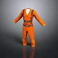 Orange One Piece Work Coverall With Black Suspenders And Belt For Daily Use