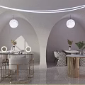 Modern Beauty Salon Interior Design With Elegant White Sofas Round Pendant Lights And Green Plants