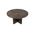 Modern Round Dark Wooden Dining Table With Unique Base Design