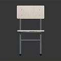 Minimalist White Chair With Blue Metal Frame Flat Backrest And Seat