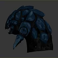Mysterious Blue Monster Character With Red Glowing Patterns Sharp Claws And Lava Like Base Design