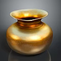 Shiny Golden Decorative Vase With Unique Wide Mouth And Round Ceramic Body For Home Decor