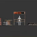 Wooden Scene Building Components With Pavilion Platforms Brick Stacks And Planks