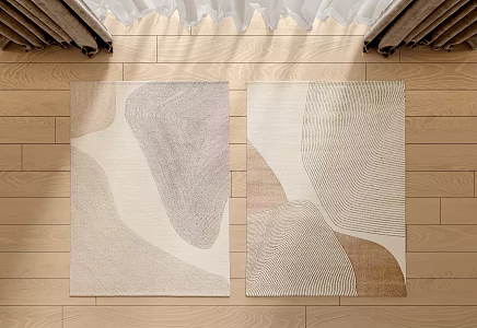 Modern square carpet abstract striped fabric carpet 3d model