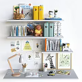 Cozy Kids Room Interior With Bookshelf Books Toys Desk Lamp And Decorations