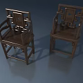 Traditional Chinese Style Dark Wooden Chairs With Intricate Carved Patterns