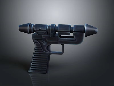Sleek Black Sci Fi Gun With Futuristic Design And Ergonomic Grip Structure 3d model