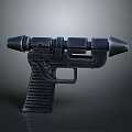 Sleek Black Sci Fi Gun With Futuristic Design And Ergonomic Grip Structure 3d model