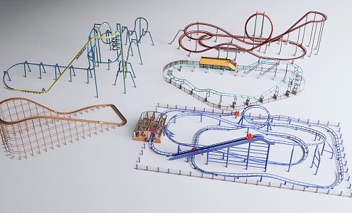 Modern roller coaster 3d model