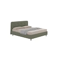 Modern Green Double Bed With Tufted Upholstered Headboard And Soft Bedding 3d model