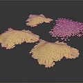 Golden Granular Material With Various Shapes And Sizes On White Background