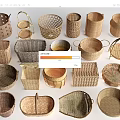 Woven Storage Baskets In Various Styles And Sizes For Home Organization Needs 3d model