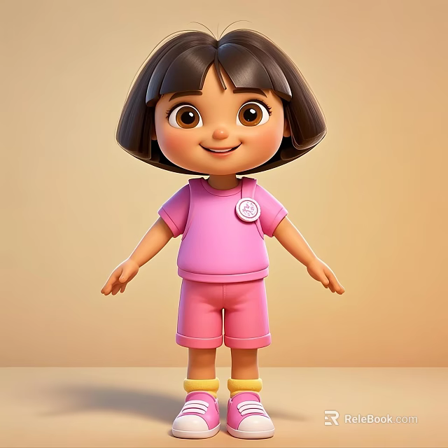 Man In Pink Outfit With Yellow Shoes Standing Against Beige Background 3d model 