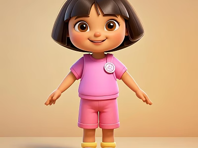 Man In Pink Outfit With Yellow Shoes Standing Against Beige Background 3d model