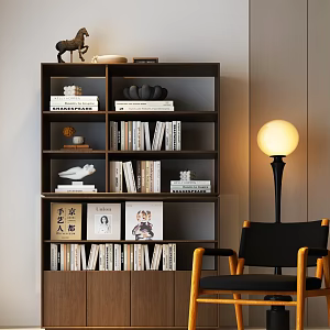 Bookcase Italian Bookcase Open Bookcase Floor Lamp Modern Bookcase Italian Minimalist Bookcase Leisure Chair Modern Leisure Chair 3d model