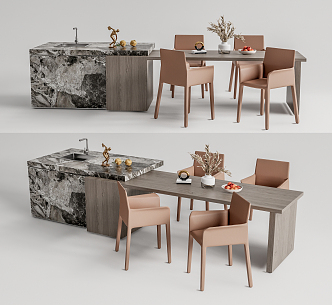 Modern Dining Table and Chair Combination Nakajima Bar Table and Chair Nakajima Bar and Chair 3d model