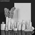 Modern Daily Washing Products Display With Luxury Bottles And Aromatherapy Decor