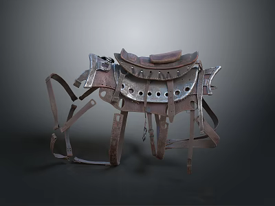 Handcrafted Vintage Leather Saddle with Metal Rings Straps for Equestrian Use and Home Decor 3d model