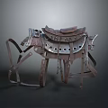 Handcrafted Vintage Leather Saddle with Metal Rings Straps for Equestrian Use and Home Decor