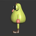 Cartoon Green Vegetable Creature With Big Eyes Brown Eyebrows Pink Gloves And Brown Boots