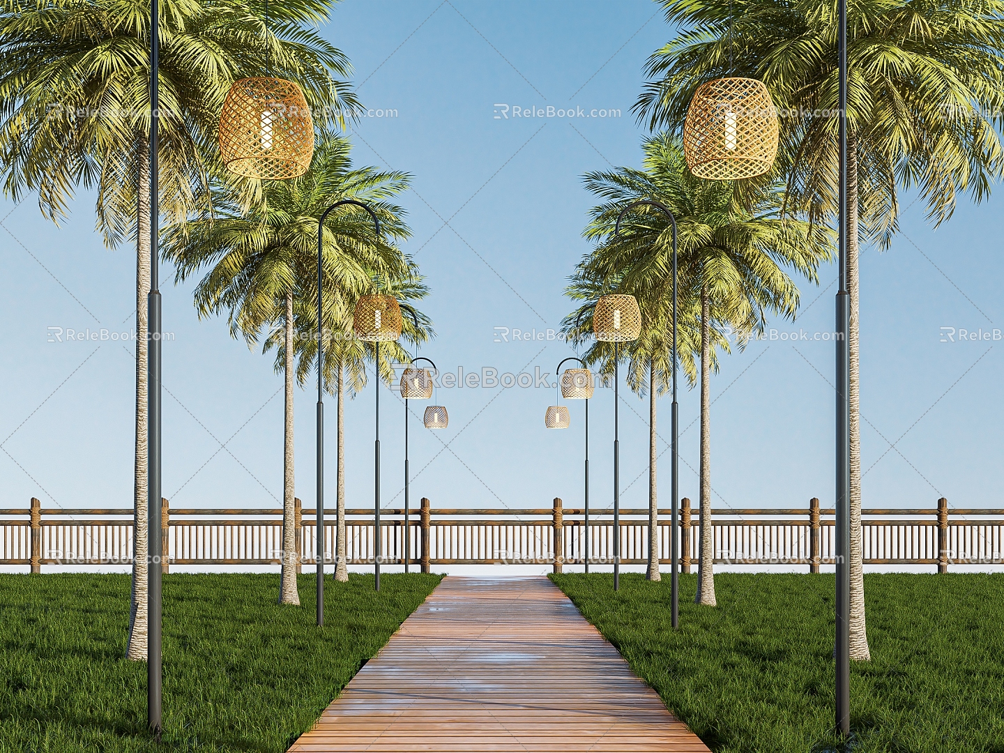 Southeast Asia High Pole Garden Light High Pole Landscape Bamboo Light Country Landscape Sick Rice Field Bamboo Light model