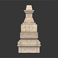 Solid Stone Tower Structure With Multi Layered Carved Textured Design