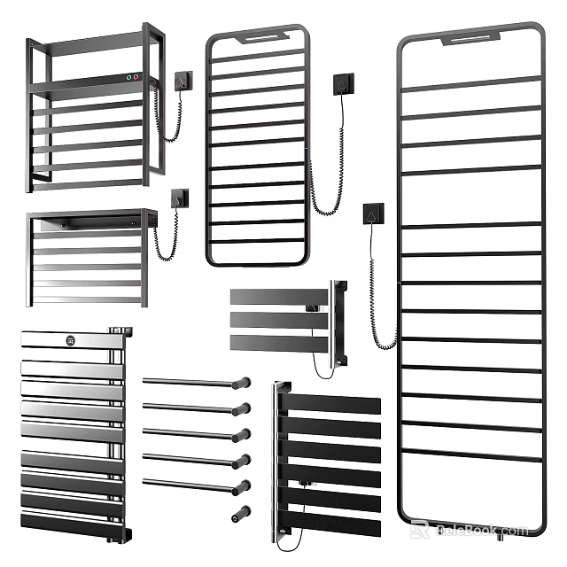 Modern Bathroom Cabinet Racks With Sleek Metal Wall Mounted Towel Storage 3d model 