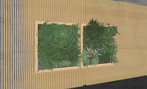 modern plant wall green plant landscape wall arc shaped wooden partition background wall 3d model