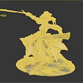 Game Movie Character Female Blonde Hair In White Pink Dress Holding Sword Checkered Base Statue